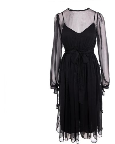 Framboise Solena Midi Silk Dress - Black
