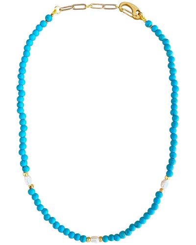 Smilla Brav Turquoise Pearl Necklace Leandra - Blue