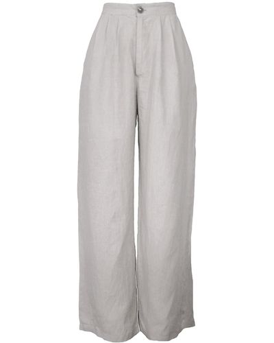 Larsen and Co Pure Linen Portofino Pants In - Gray