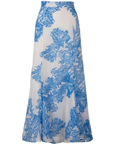 Ala von Auersperg Crawford Cotton Skirt In Coral - Blue
