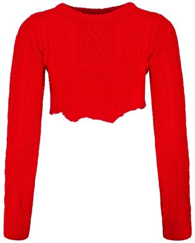 Boutique Kaotique Knitted Crop Long Sleeve - Red