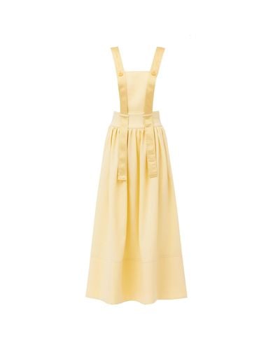Julia Allert Midi Apron Dress With Adjustable Straps Transparent Yellow - Metallic