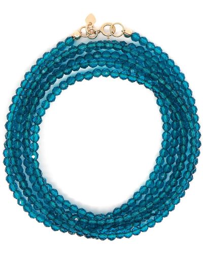 Shar Oke Teal Cubic Zirconia Beaded Bracelet - Blue