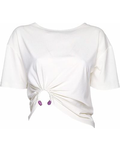 Lalipop Design Ring-embellished T-shirt - White