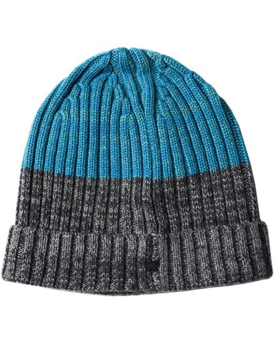 lords of harlech Benny Beanie In Grey & Teal - Blue