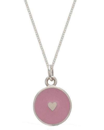 Lime Tree Design Small Heart Enamel Necklace Sterling Powder Pink