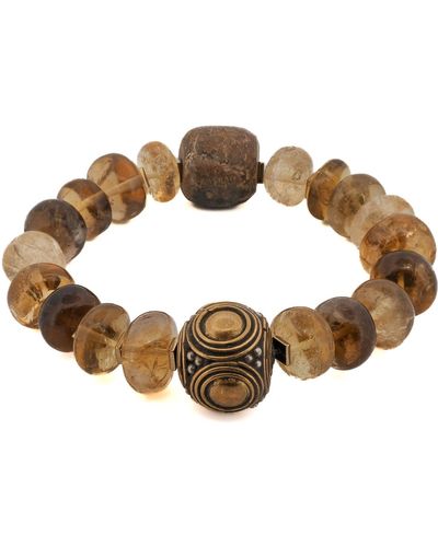 Ebru Jewelry Abundance & Success Citrine Stone Beaded Bracelet - Brown
