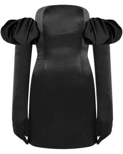 Miscreants Cupid Satin Dress, Gloves & Puffs - Black