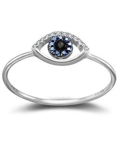 Genevieve Collection 18k Gold Evil Eye Sapphire Diamond Ring - White