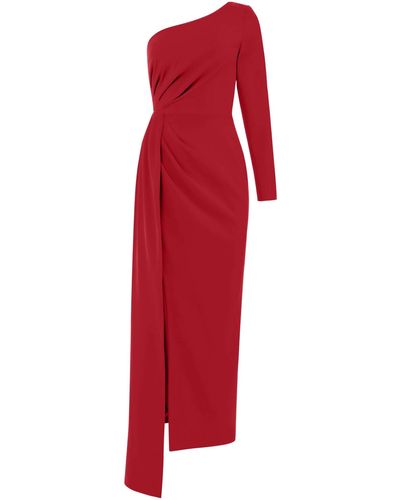 Tia Dorraine Iconic Glamour Draped Long Dress Fierce - Red