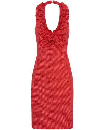 Deer You Betsy Beauty Frill Halter Dress In - Red