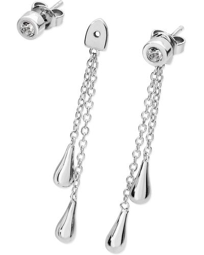 Lucy Quartermaine Removable Double Drop Earrings With White Topaz - Metallic