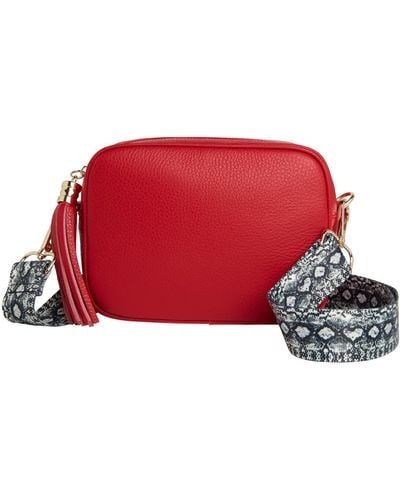 Betsy & Floss Verona Crossbody Tassel Bag With Snake Print Strap - Red