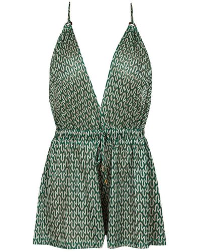 Cliché Reborn Knitted Summer Jumpsuit In - Green