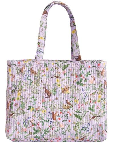 Fable England Fable Meadow Creatures Lilac Quilted Tote - Multicolour
