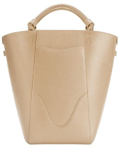 OLEADA Marina Leather Bucket Bag Champagne - Natural