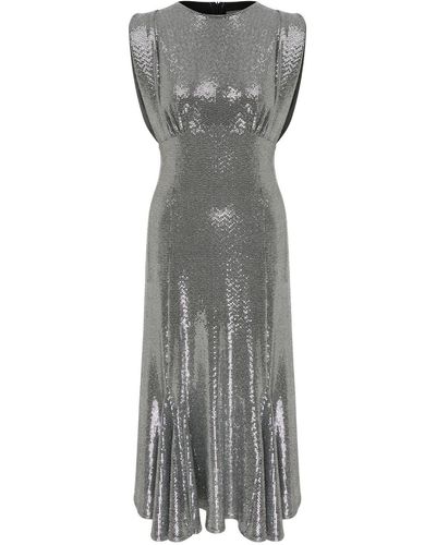 NAZLI CEREN Lycee Sequin Midi Dress - Gray