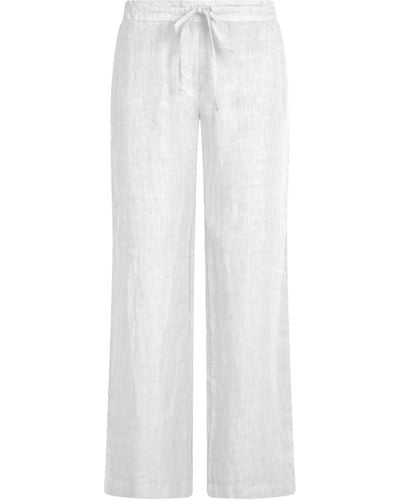 Haris Cotton Wide legged Linen Trousers - White