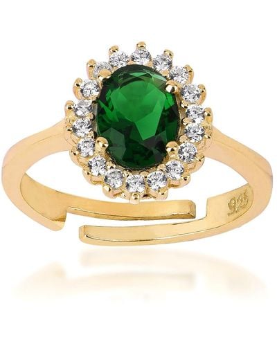 BY EDA DOGAN Kate Emerald Stone Vintage Ring Adjustable - Metallic
