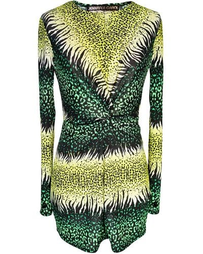 Jennafer Grace Reptilia Mini Twist Dress - Green