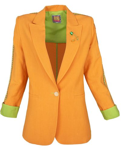 Lalipop Design Tailored Viscose Linen Orange Blazer Jacket