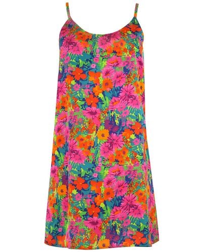 blonde gone rogue Mini Slip Dress, Upcycled Polyester, In Colourful Print - Red