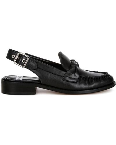 Rag & Co Jemykin Genuine Leather Loafer Sandals - Black