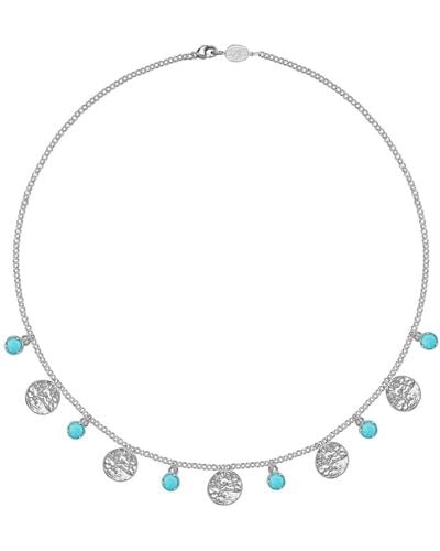 Dower & Hall Sterling Turquoise Bead & Hammered Disc Necklace - Metallic