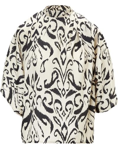 BLUZAT Abstract Printed Flared Blouse - Multicolor