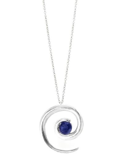 Augustine Jewels Silver Sapphire Spiral Pendant - White