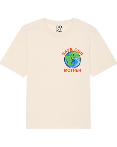 Boutique Kaotique Save Our Mother Organic Cotton T-shirt. - White