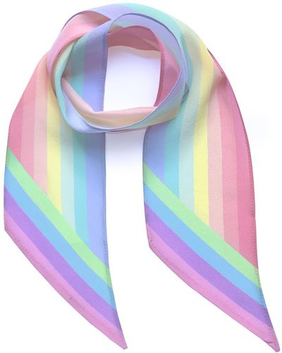 INGMARSON Henley Silk Stripe Neck Scarf Rainbow Pastel - Multicolour