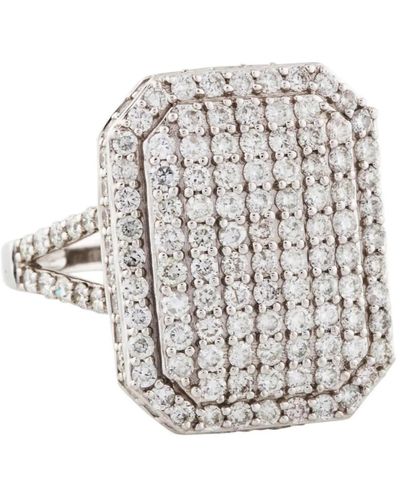 Artisan Handmade Solid Square Ring Pave Diamond Designer Jewelry - White