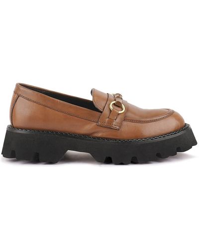 Rag & Co Cheviot Tan Chunky Leather Loafers - Brown