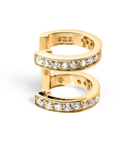 SALLY SKOUFIS Edge Duo Ear Cuff With Made White Diamonds In Gold - Metallic