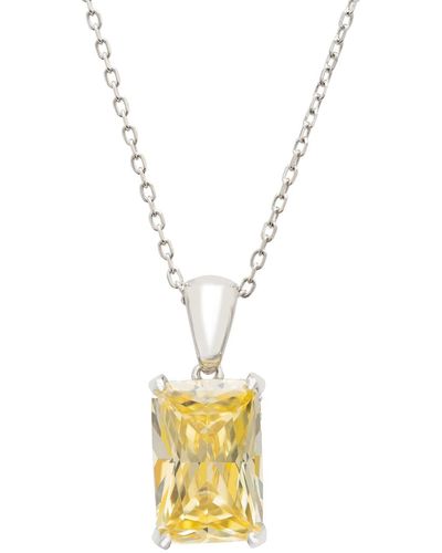LÁTELITA London Alexandra Rectangle Gemstone Necklace Silver Yellow Topaz - Metallic