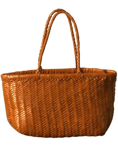 Rimini Zigzag Woven Leather Handbag 'viviana' Large Size - Brown