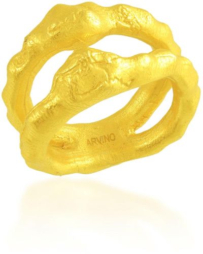 Arvino Molten Duel Band Ring - Yellow