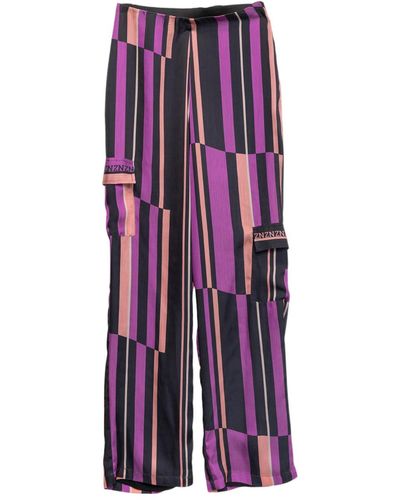 Niza Straight Trousers With Cargo Pockets - Purple