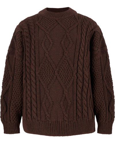SALANIDA Nonna Cable-knit Merino Sweater Choco - Brown