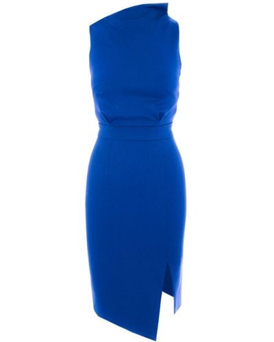 AVENUE No.29 Bodycon Midi Dress With Leg Slit - Blue