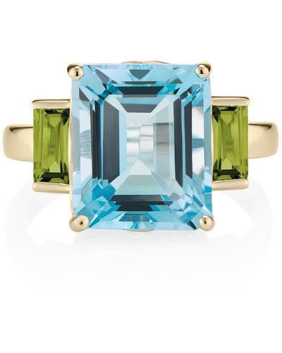 Augustine Jewels Peridot & Blue Topaz Octagon Gold Ring