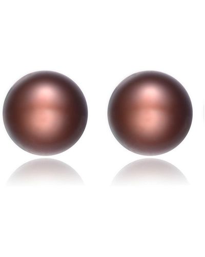 Genevive Jewelry Sterling Silver Brown Pearl Earrings