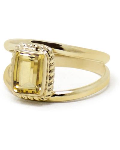 Vintouch Italy Luccichio Gold Vermeil Citrine Stacking Ring - Multicolor