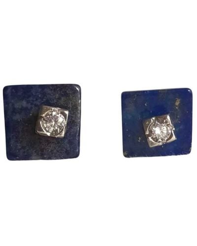 Lily Flo Jewellery Lapis Lazuli Square Diamond Stud Earrings - Blue