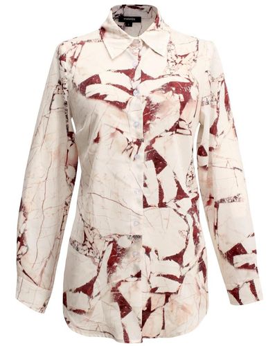 Smart and Joy Straight Shirt With Marble Effect Print - Pink