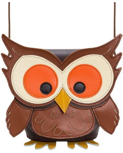 Zatchels Hoot Owl Handmade Leather Bag - Orange