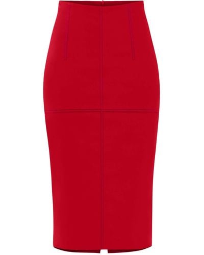 Tia Dorraine Details Matter High-waist Pencil Midi Skirt - Red