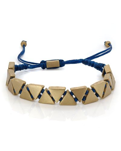 Ebru Jewelry Calming Blue Woven Gold Bracelet
