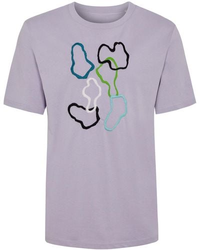 INGMARSON Abstract Embroidered Organic Cotton T-shirt Lilac - Purple